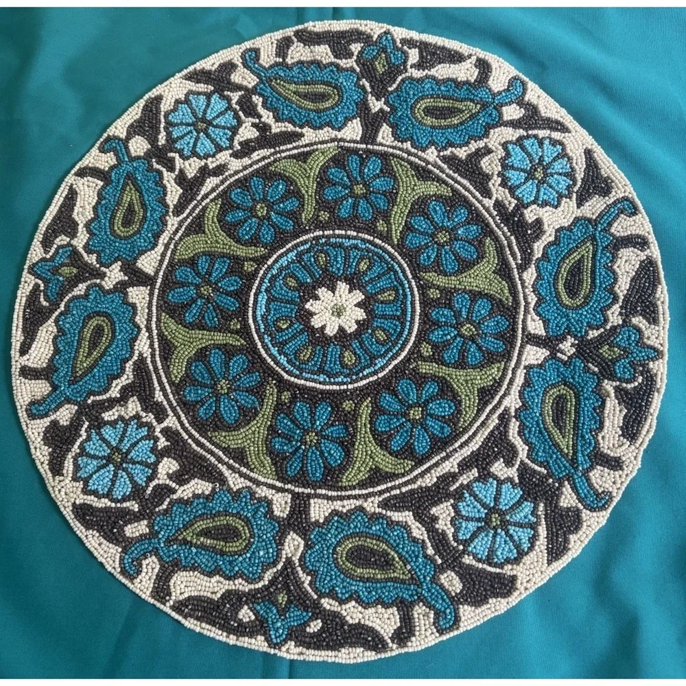 Beaded Placemat Teal 14.5